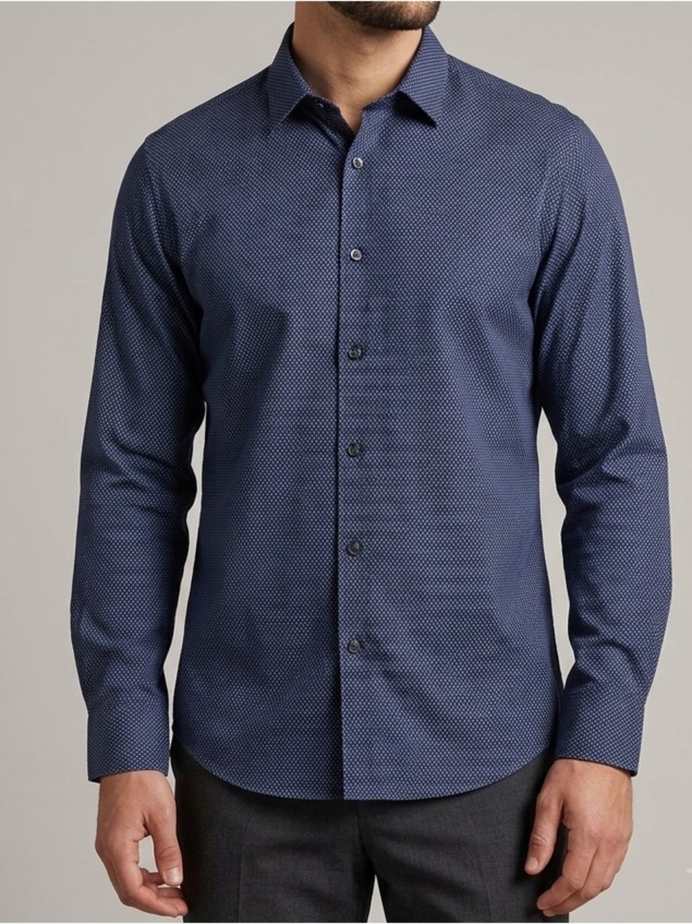 Ted Baker Blue Microdot Cotton Long-Sleeve Dress Shirt Men’s Size XL